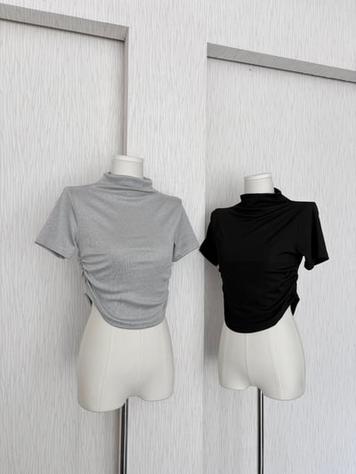 春夏款☀️立領短袖收腰下U軟薄冰涼上衣2