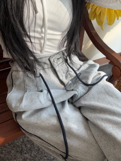 復古街頭拼接牛仔彎刀褲2