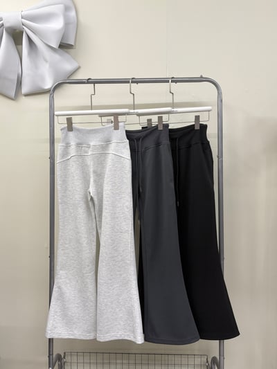 鬆緊腰抽繩微喇叭棉褲2