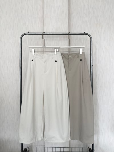 【限量】🇹🇭小個子專屬！單折黑釦弧型寬褲1