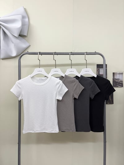 超舒服彈性竹節棉腰身短袖上衣1