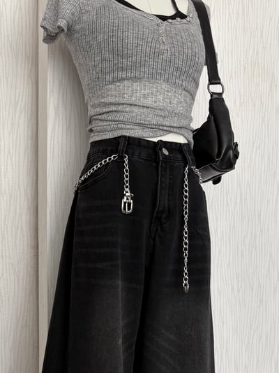 個性方頭銀色腰鍊2