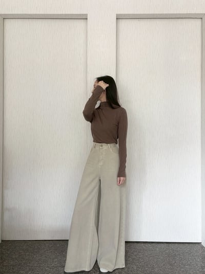 超模褲-復古A字牛仔大寬褲2