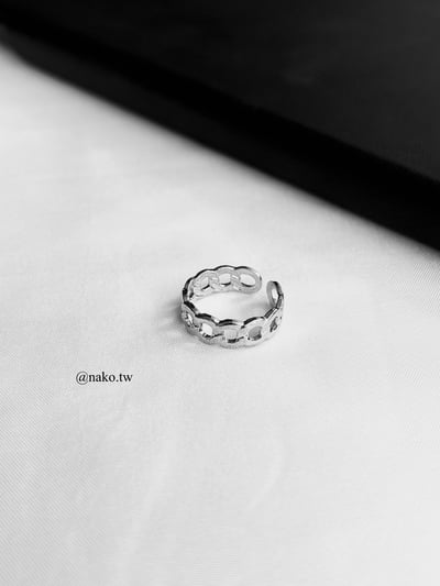 銀鎖鏈環開口戒指2