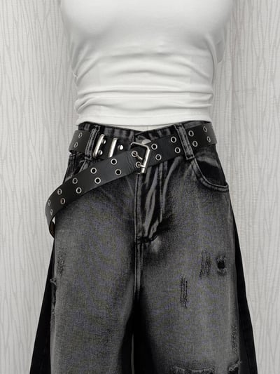 【現貨】萬年百搭酷帥款雙排洞洞皮帶2