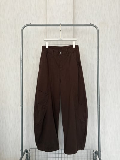 磨砂可可色軟薄牛仔鯊魚彎刀褲5