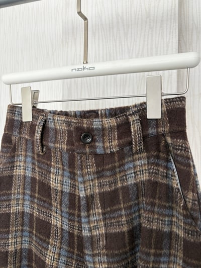 秋冬款-三色格紋軟薄針織口袋工裝棉褲4