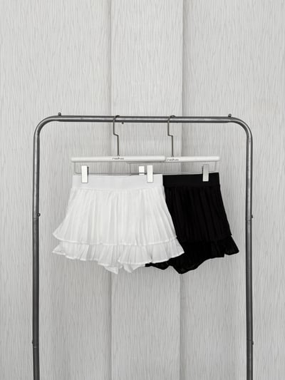 芭蕾蛋糕細百褶雪紡短褲裙1