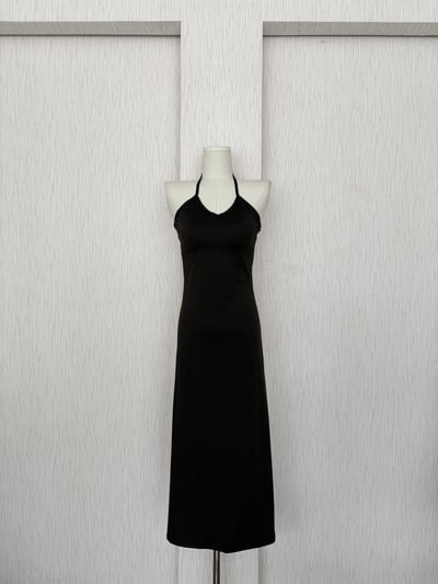 掛脖罩杯彈性薄棉質連身長裙8