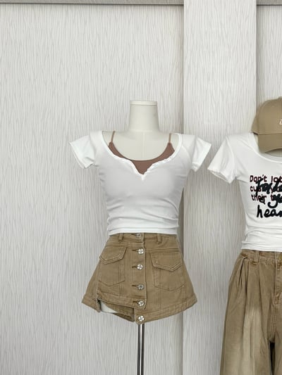 微V領單排扣上衣3