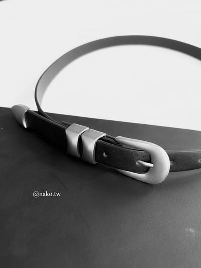 質感古銅銀細款真皮皮帶3