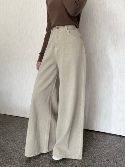 超模褲-復古A字牛仔大寬褲4