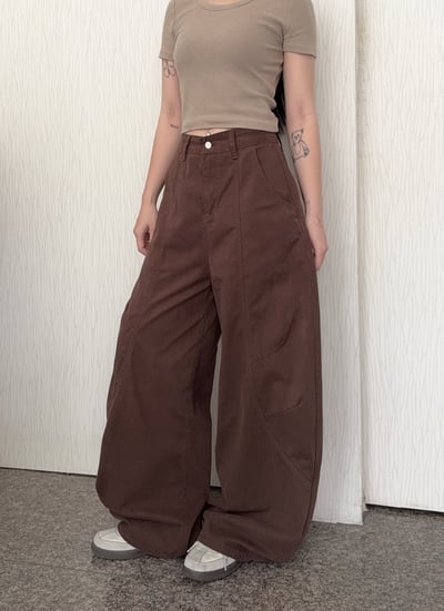 磨砂可可色軟薄牛仔鯊魚彎刀褲1