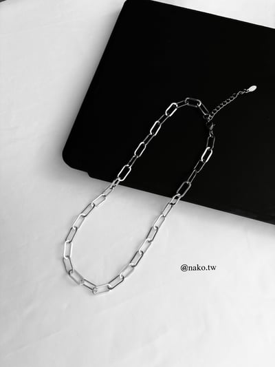 個性橢圓串銀短鍊項鍊1