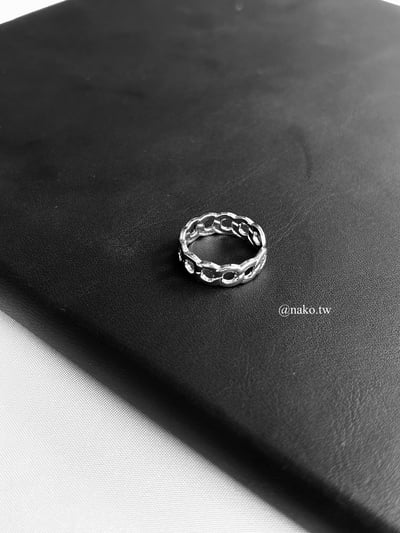 銀鎖鏈環開口戒指3