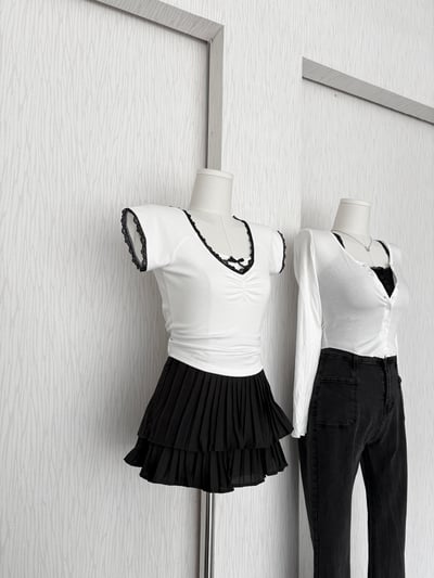 芭蕾蛋糕細百褶雪紡短褲裙4