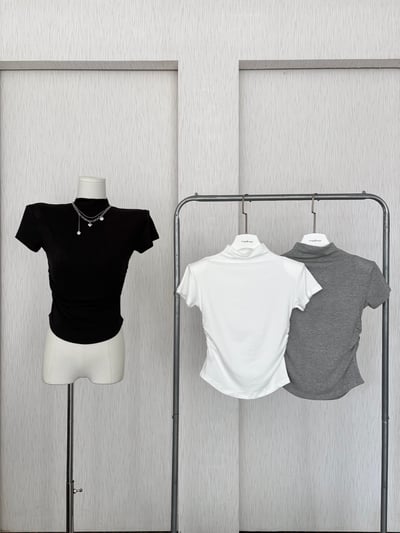 自訂款⊹超颯立領收腰短袖上衣(墊肩可拆)1
