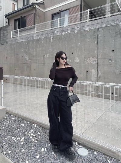 超顯瘦.ᐟ.ᐟ 一字領軟綿薄長袖上衣4