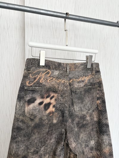 超薄挺款豹紋刺繡字高腰微彎刀褲6