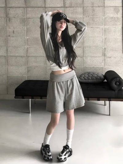 5月連線🇰🇷小字A反摺褲頭棉質五分褲1