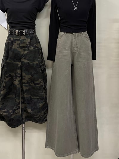 超模褲-復古A字牛仔大寬褲13