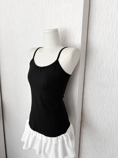 韓系拼接蛋糕下擺細肩打底背心裙2