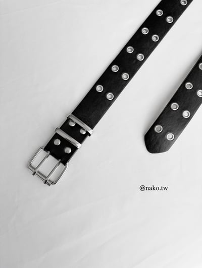 【現貨】萬年百搭酷帥款雙排洞洞皮帶1