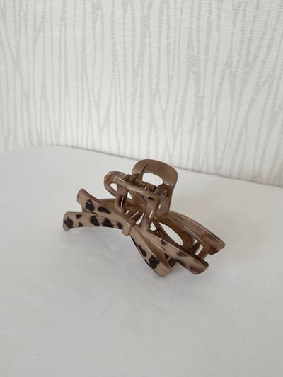 豹紋蝴蝶結造型塑膠鯊魚夾2