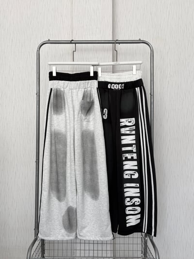 美式拼接雙褲頭撞色側線棉褲4