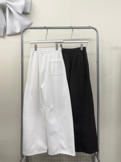 簡約鬆緊內抽繩彎刀棉褲2