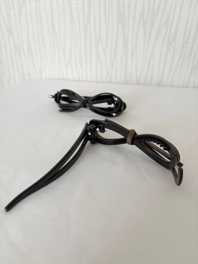 公主頭必備~皮質細蝴蝶結塑膠香蕉夾4