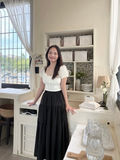 鬆緊薄麻蛋糕長裙3