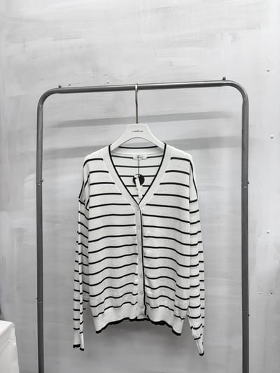 寬鬆橫條紋薄針織罩衫5