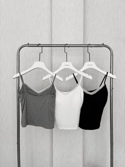 軟綿綿𝜗𝜚蕾絲領細肩罩杯背心4