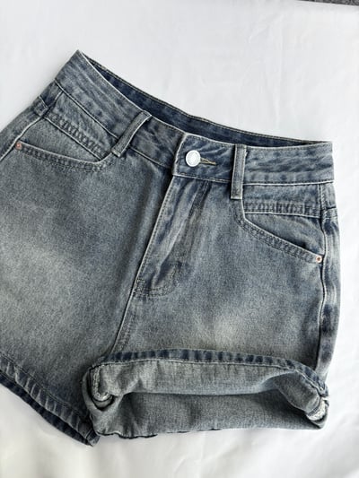 水洗原色藍牛仔短褲1