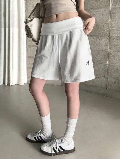 5月連線🇰🇷小字A反摺褲頭棉質五分褲5