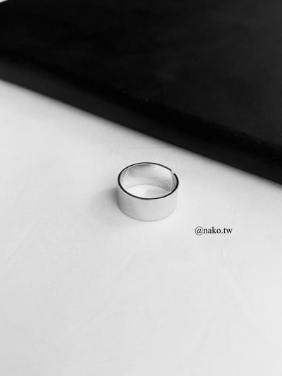 簡約銀寬版開口戒指3
