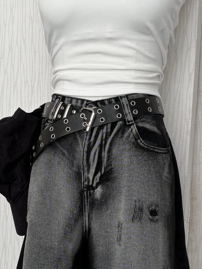 【現貨】萬年百搭酷帥款雙排洞洞皮帶3