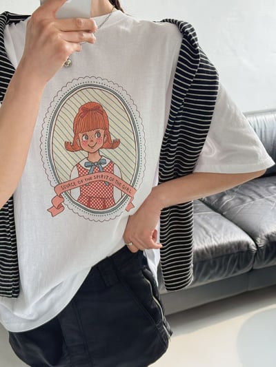 5月連線🇰🇷法式圓框女孩棉質寬鬆T恤1
