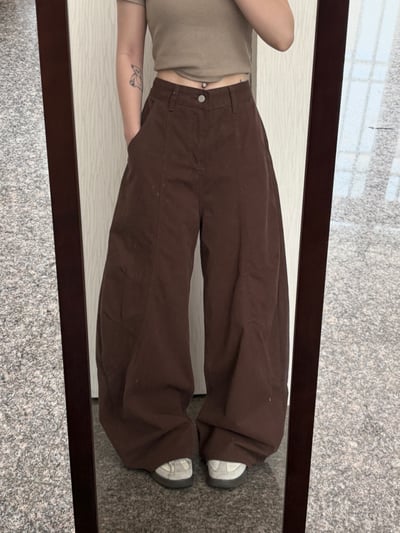 磨砂可可色軟薄牛仔鯊魚彎刀褲2