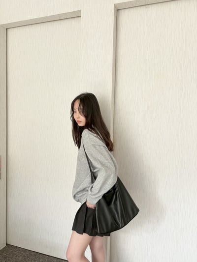 【換季特賣】拉鏈polo領寬鬆花灰長袖上衣3