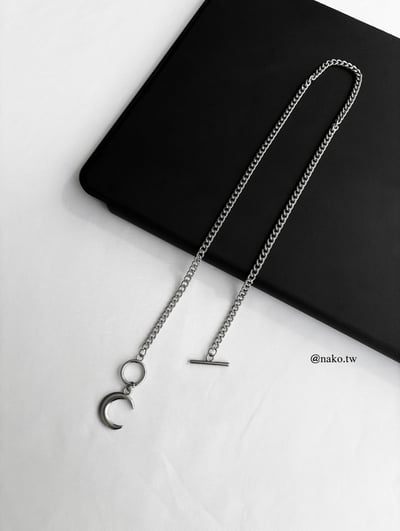 半釦式月亮銀短鍊2