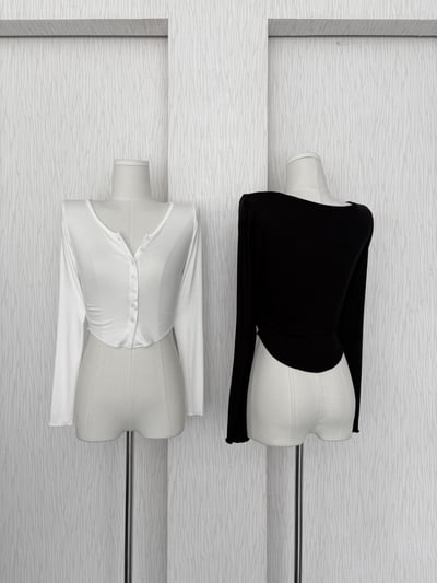 訂製款⊹排扣下U軟綿超彈貼身長袖上衣6