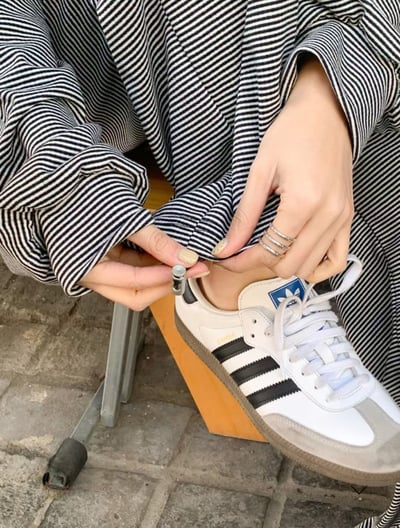5月連線🇰🇷［套裝］垂墜感細橫條紋連帽外套 薄棉質寬褲7