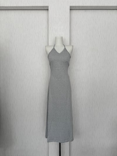 掛脖罩杯彈性薄棉質連身長裙7