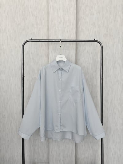 自訂款⊹韓系藍白直條紋涼感寬鬆襯衫3
