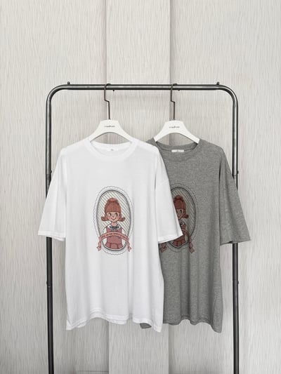 5月連線🇰🇷法式圓框女孩棉質寬鬆T恤2