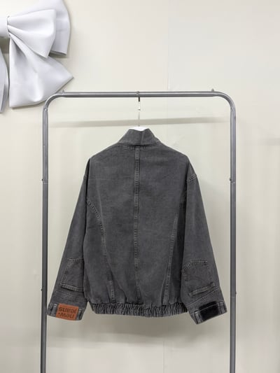 設計感顛倒口袋袖寬鬆牛仔外套2