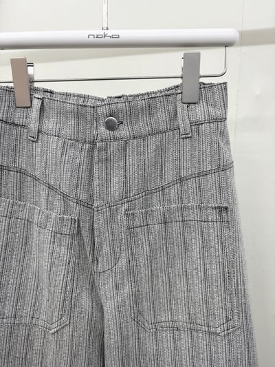 黑白直線後字母直筒寬褲(後鬆緊)3