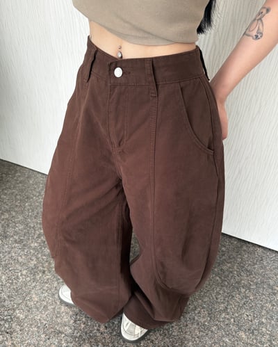 磨砂可可色軟薄牛仔鯊魚彎刀褲4